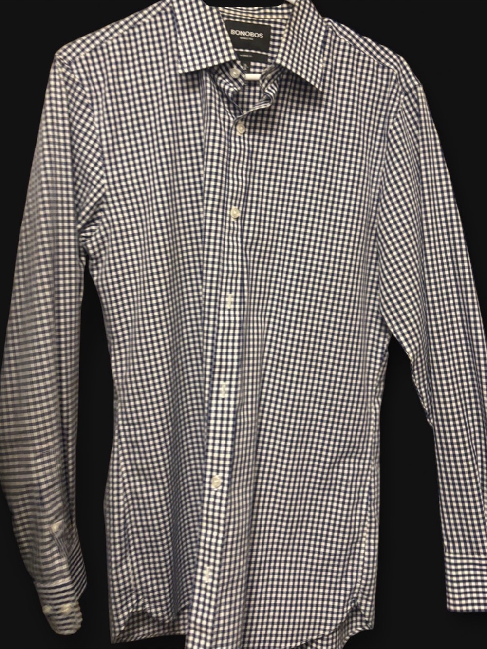 Bonobos Navy and White Gingham Dress Shirt